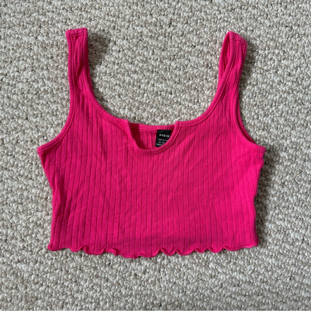 Hot Pink Cropped Tank Top